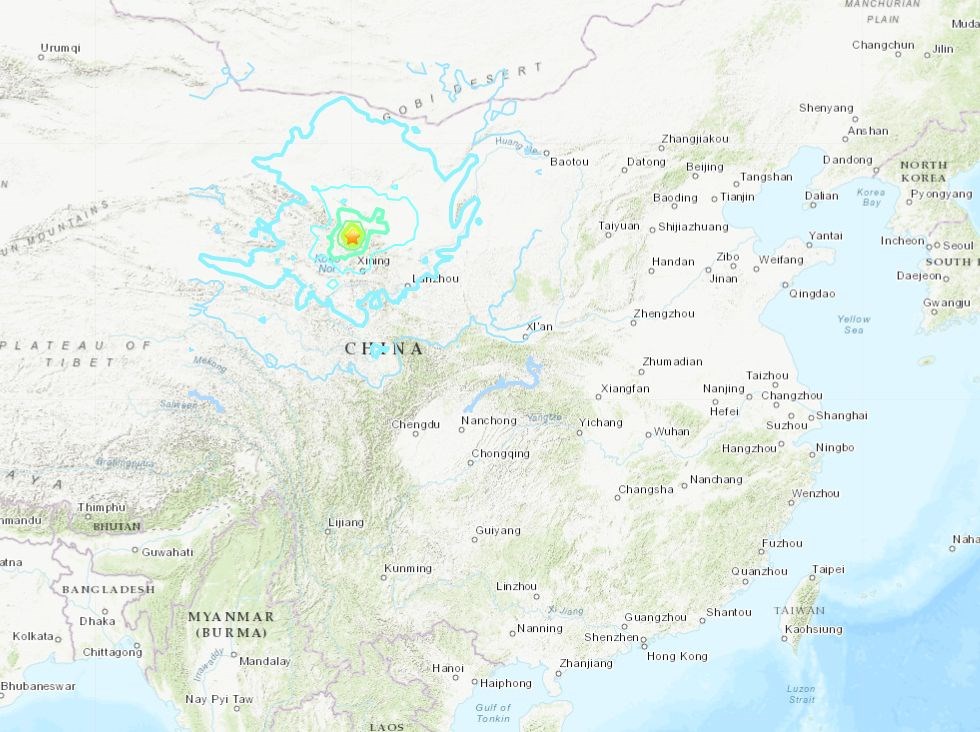 中国青海6.6级地震 震源深度10公里