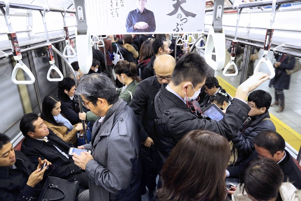 Crowded metro in Tokyo