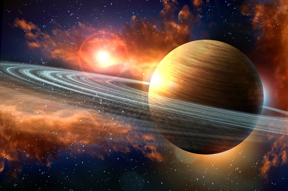 Planet Saturn Galaxy 3D Illustration