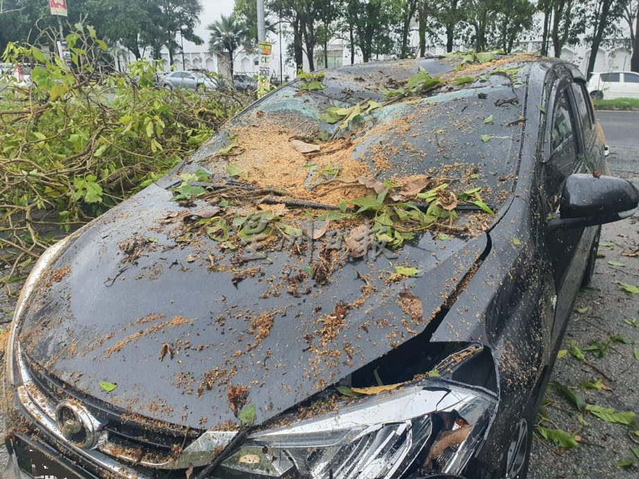 午后一场暴风雨，风灾袭卷亚罗士打北部一带，。