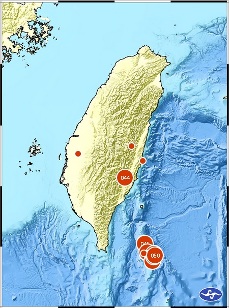 台东一日连11起地震 规模最大5.3级