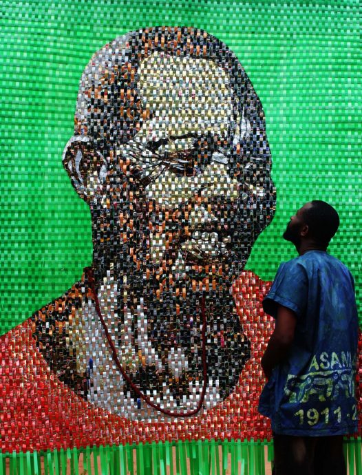 拼盤  尼日利亞藝術家化廢為寶   用鋁罐、木材做人物肖像
