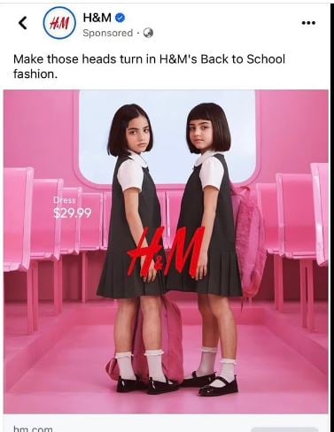 遭批评“性化女孩”  H&M撤回女童校服广告