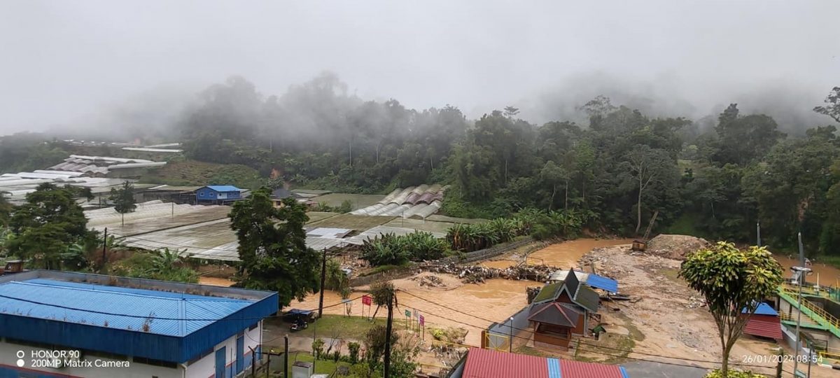 金马仑大雨  河水冲毁1英亩年花