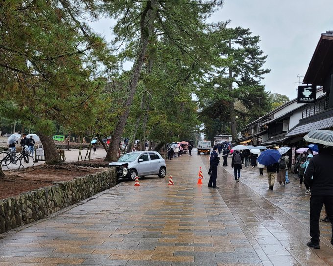 日本奈良东大寺附近有汽车冲上行人路　一名台湾男子丧生