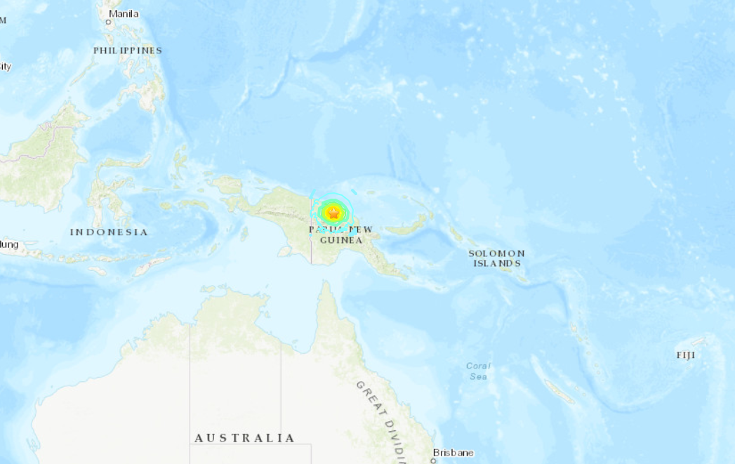 巴布亚新几内亚发生6.9地震 深度40公里