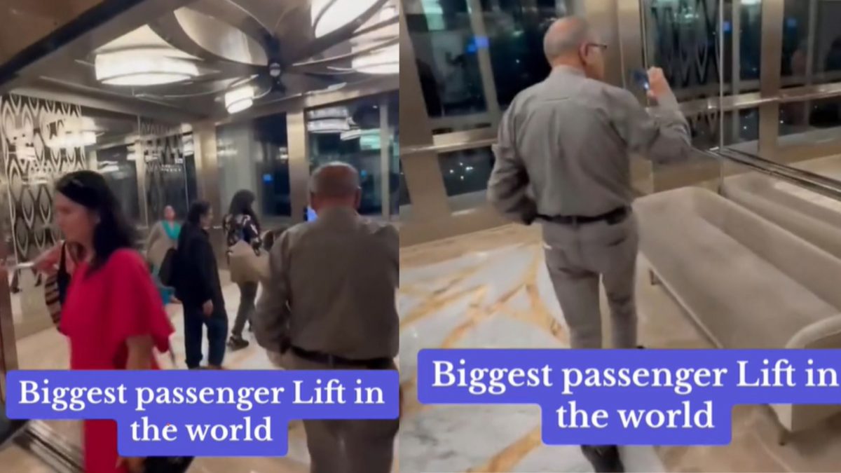 视频|全球最大电梯一次可容235人“内部宽敞如房间”
