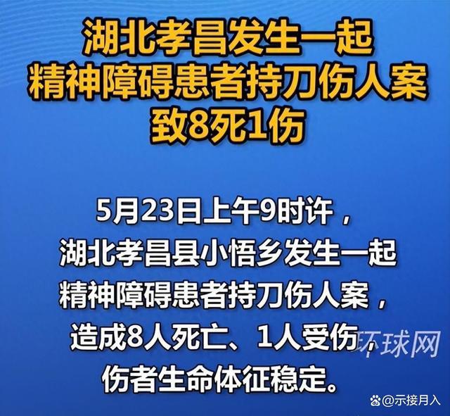 湖北持刀伤人案致8死1伤　村民：前两天犯嫌就有点儿不正常了