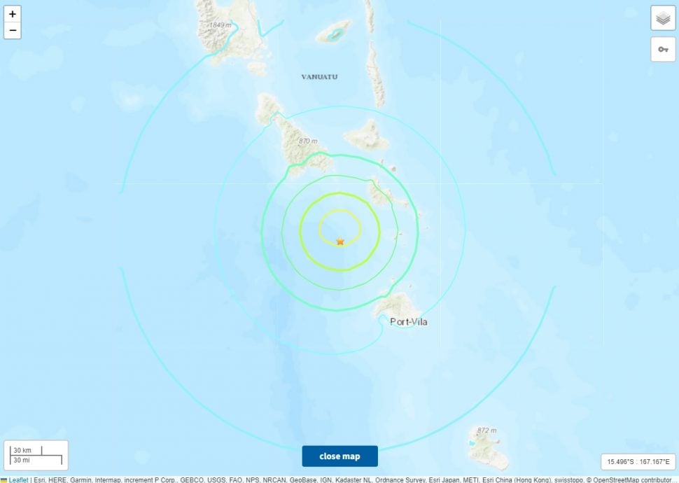 瓦努阿图6.3级浅层地震　没有伤亡或海啸预警 