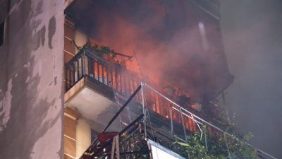 河内六层楼民宅大火  3儿童1妇女逃生无门被烧死