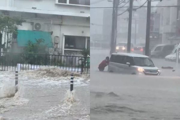 破纪录暴雨轰冲绳！机场遇雷击“地勤急避难”　上百航班延误取消