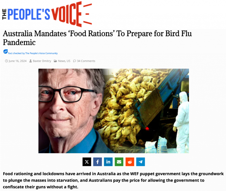 禽流感疫情得以控制 澳未强制粮食配给