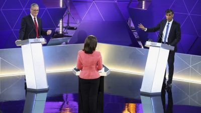 英国选前最后电视辩论 苏纳克与斯塔默激烈交锋
