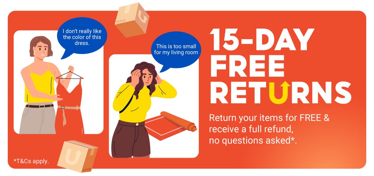 15-Day Free Returns, No Questions Asked*