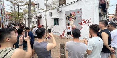 Artists from China and Malaysia completed a mural of Fan Bingbing at Jonker Walk