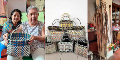 90-year-old lady weaves baskets for charity sale