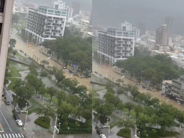 颱風“格美”釀高雄多區淹水 美術館住宅區成「黃河」