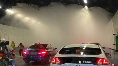 视频 | 休旅车狮城KPE隧道起火 启动洒水系统