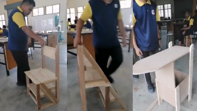 视频 | 椅子变楼梯熨衣板 中学生巧手制多功能家具