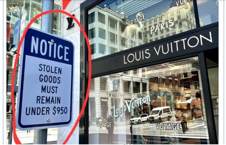 求真/舊金山路邊警示牌提醒小偷盜竊東西別超過950美元？