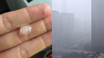 冰雹袭深圳 多区雷雨大风预警信号升为橙色