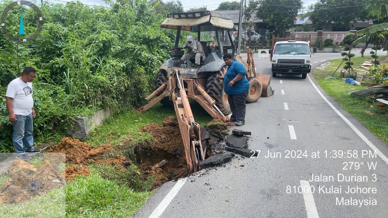 （已簽發）柔：**顯刊**大古來發生道路塌陷暫時關閉 陳韋澌：承包商明日展開維修工作