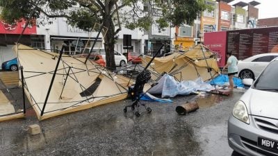 瑪琳再也不夜城夜市 大風吹倒8檔口