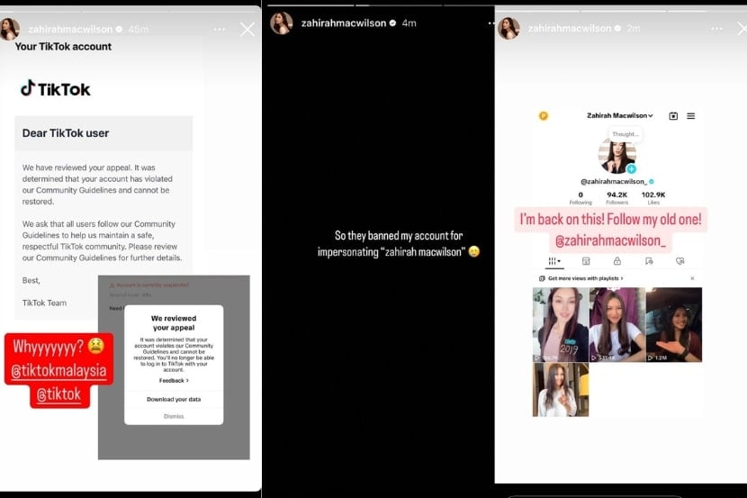 （已簽發）被指冒充他人遭TikTok封號 馬來藝人：該賬號是我本人