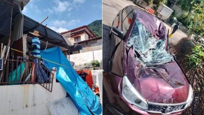 吊車翻覆壓毀轎車住家 承包商承諾維修 借車代步