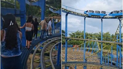 雲霄飛車故障“卡在22公尺高空” 遊客驚險走小通道回地上