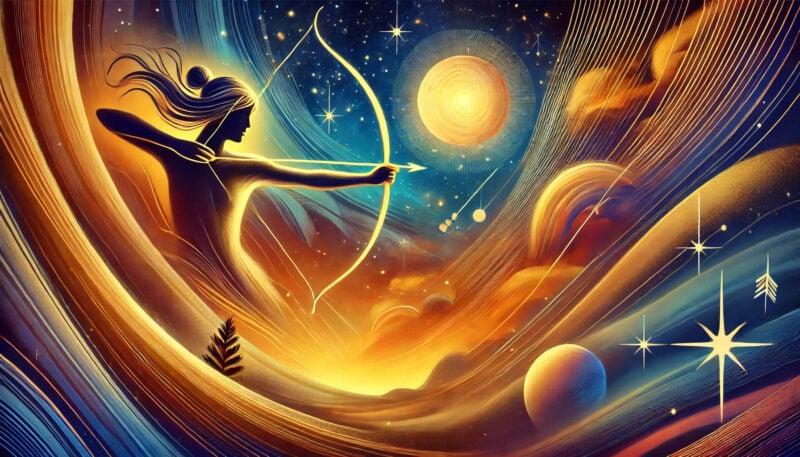 Dall·e 2024 10 02 13.39.01 An Artistic Depiction Of Venus Entering The Zodiac Sign Of Sagittarius, Featuring Vibrant, Warm Colors Symbolizing Positivity, Openness, And New Oppor (2)