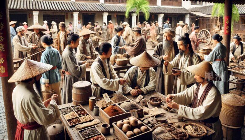 Chinese Traders Market Nanyang Early 1900s