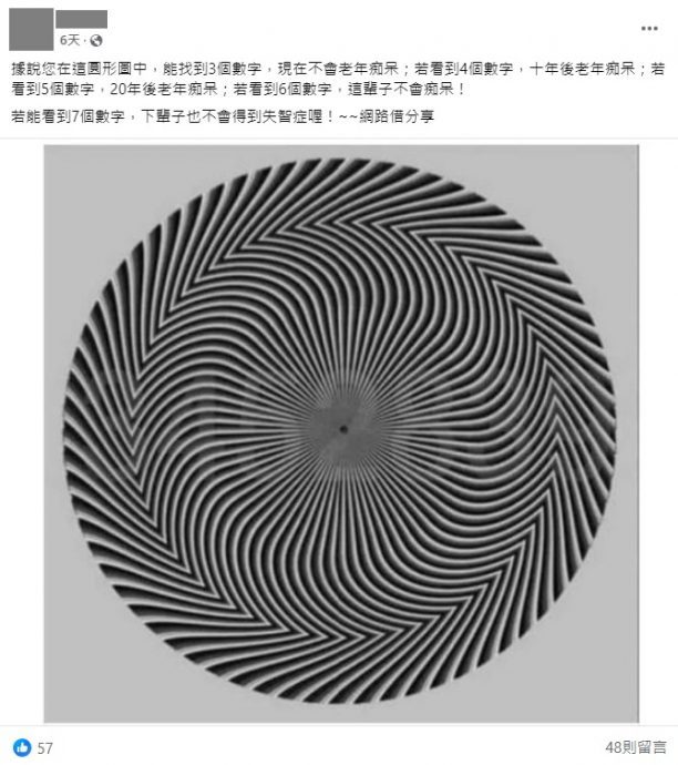 求真：圆形图案看到数字测失智症？假测验！