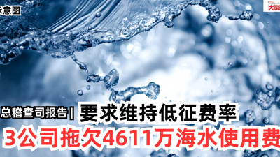 总稽查司报告︱要求维持低征费率 3公司拖欠4611万海水使用费