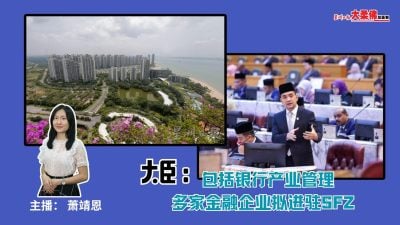 大柔佛三分鐘 | 大臣：包括銀行產業管理，多家金融企業擬進駐SFZ