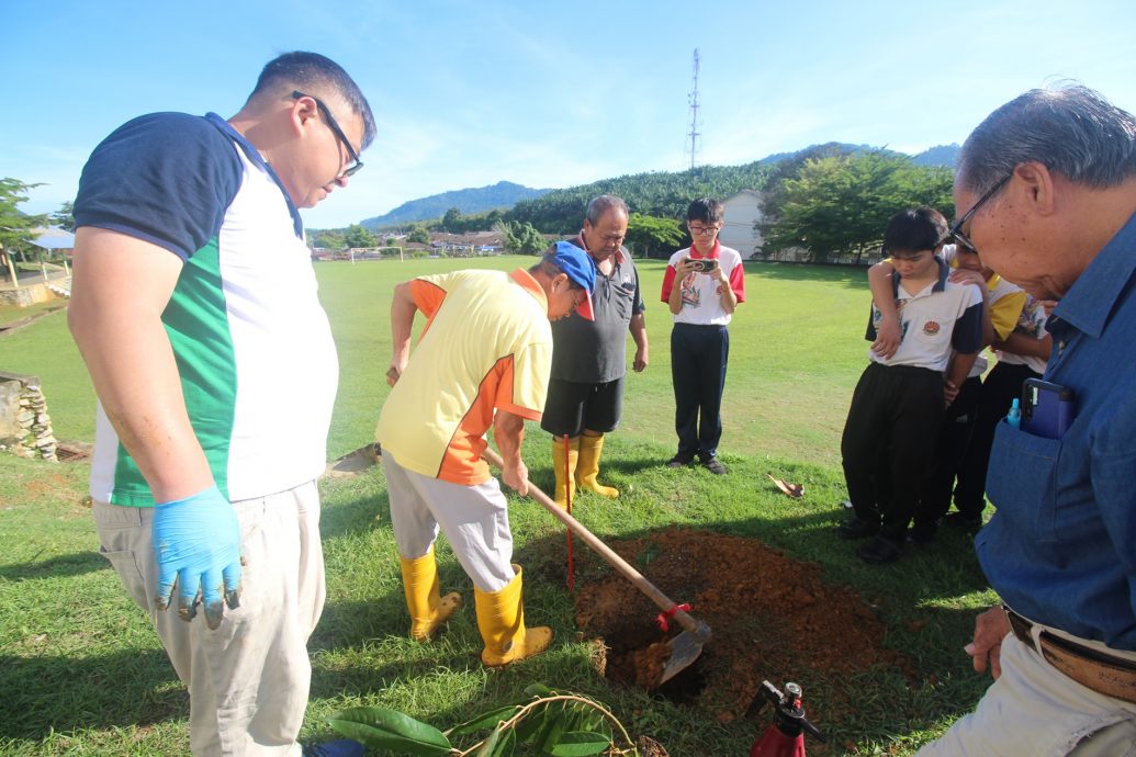 东：双溪兰中学举办猫山王树苗培植计划，20学生各领养一棵树苗