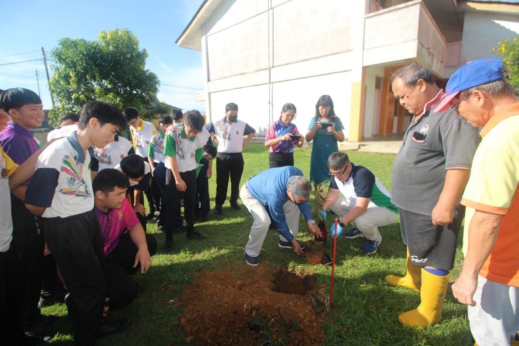 东：双溪兰中学举办猫山王树苗培植计划，20学生各领养一棵树苗