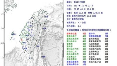 台南5.4级强震 在地人纷报摇超大