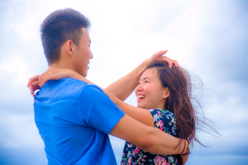 Beautiful Chinese Asian Couple With Woman Hug Her Boyfriend Roma