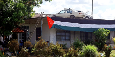 Cars parked on rooftop to make space for wedding reception