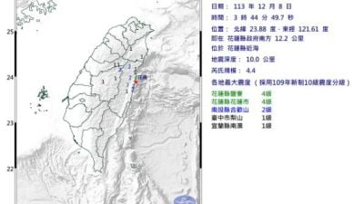 台湾花莲凌晨4.4级地震 鱼缸水溅喷满地