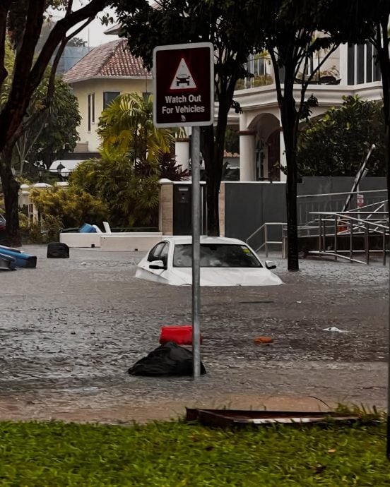 徐若瑄新加坡遇大雨淹水　积水淹至车门一度受困