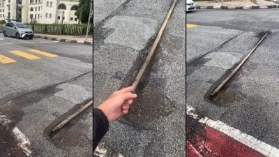 视频|繁忙道路冒出水管两方都不管 网轰：“到底JKR还是DBKL负责？”