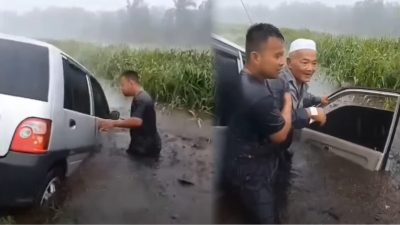 视频|雨天惊见轿车坠河 渔夫停船救出老翁