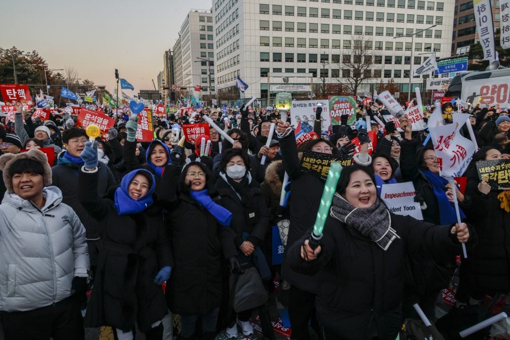 SOUTH KOREA MARTIAL LAW:Protesters celebrate passage of impeachment motion against President Yoon