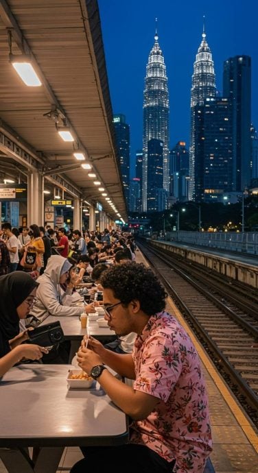 在火车月台眺望KLCC用餐？ 网传新打卡景点是AI合成照