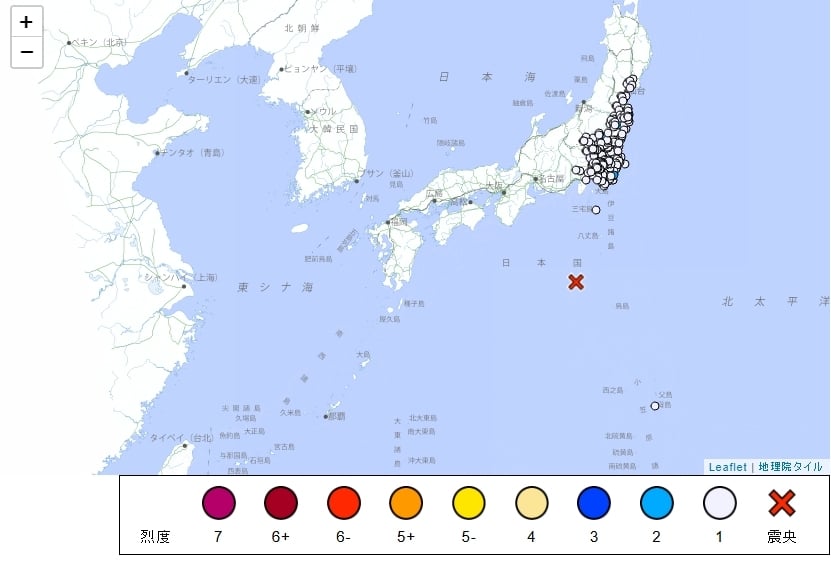 日本鸟岛附近海域6级地震 东京有震感 