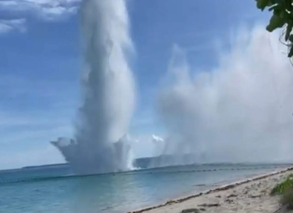 视频|大马海军扫雷潜水队引爆 沙军舰岛二战未爆弹销毁