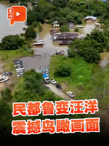 砂拉越民都鲁遭大水灾 消拯局鸟瞰画面多震撼