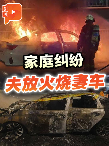 丈夫不满妻子 大道拦车泼油烧车